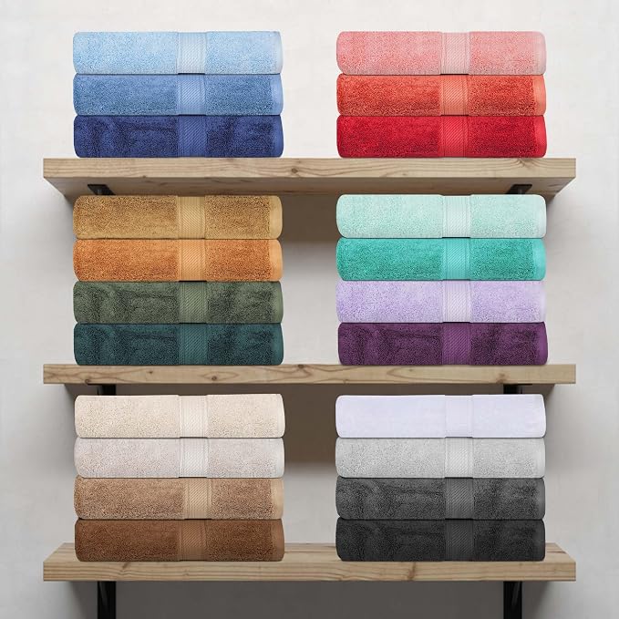 SUPERIOR Egyptian Cotton Ultra Plush & Absorbent, 8 Piece Set, Charcoal | Quick Dry, Soft Luxury Towel Set, Bath Essentials, Guest Bath, Spa, 2 Bath, 2 Hand, 4 Face Towels, Madeline Towels