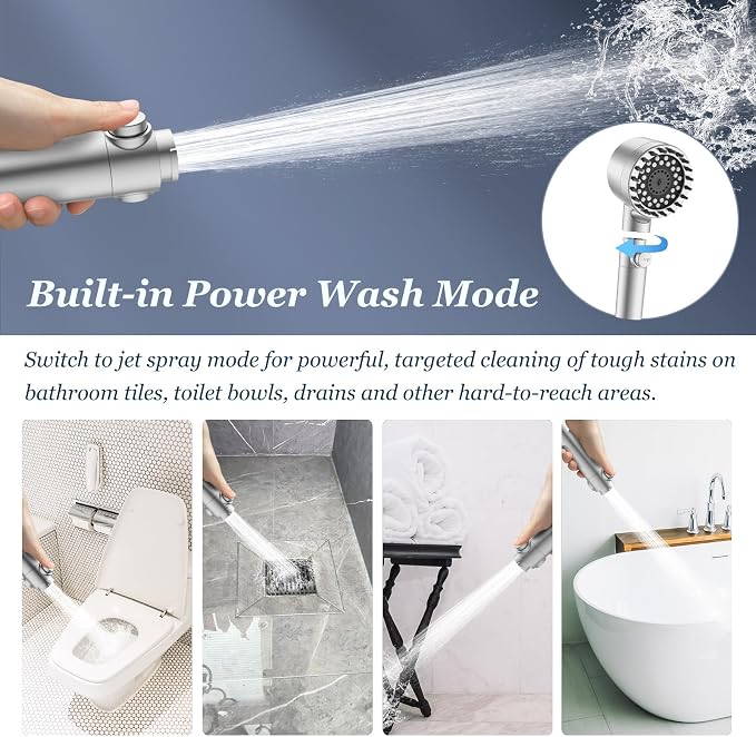 FEELSO Filtered Shower Head with Handheld, High Pressure 4 Spray Showerhead with Filters & Upgraded Anti-clog Nozzles for Hard Water -Remove Chlorine, Reduce Dry Itchy Skin -ON/OFF Switch