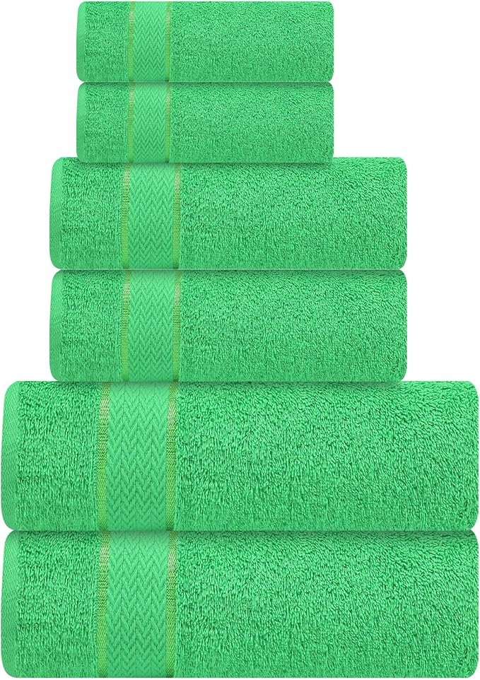 Bath Towels Set-100% Cotton-2 Bath Towels, 2 Hand Towels & 2 Washcloths-Large, Quick Dry, Absorbent, Soft & Plush, Gym, Spa, Hotel, Pool, Shower Towels -6 Piece Luxury Bathroom Towels