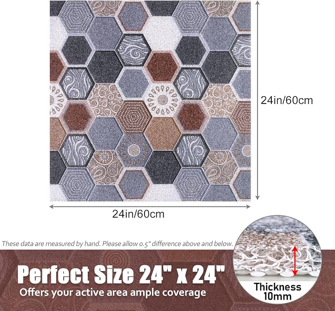 Shower Mat Non-Slip, 24x24 Inch Soft Comfort Bath Mat with Drainage Holes, PVC Loofah Massage Bathmat for Shower,Tub,Bathroom,Wet Areas, Quick Drying