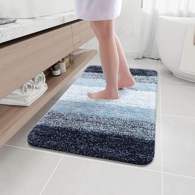 Arotive Microfiber Bathroom Rugs, Shaggy Soft and Absorbent Bath Rug, Thick Plush Machine Washable Dry Bath Mats for Bathroom, Tub and Shower, 40x24, Dark Blue, Rectangular