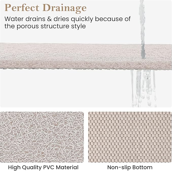Shower Mat Bathtub Mat Non-Slip,36x16 inch, Soft Tub Mat with Drain,PVC Loofah Bath Mat (Phthalate Free) for Tub and Bathroom,Quick Drying,White