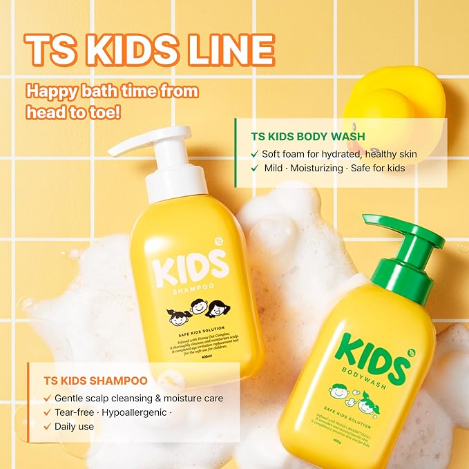 TS Kids Shampoo & Bodywash Free Sulfate, Parabens, Silicones, Allergen (14.1 fl oz, 400ml) (Kids Bodywash)
