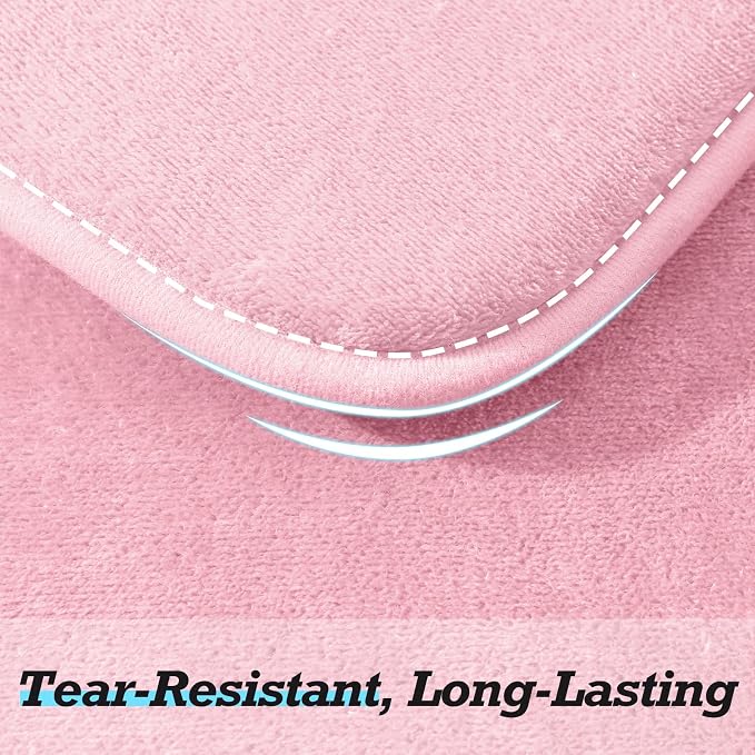 HUXMEYSON Bathroom Rugs Sets 3 Piece, Non-Slip & Quick Dry Bath Mat Set, Ultra Soft Velvet Bath Rugs for Bathroom, Toilet and Shower Floor, Rose Pink