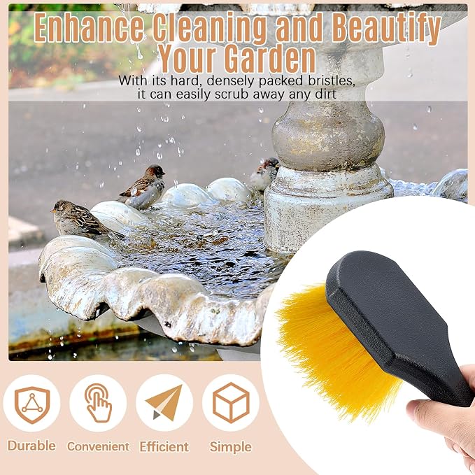 CroBlissful 2 Pcs Bird Bath Cleaning Brush Hard Bristle Stiff Bristle Brush with Plastic Handle Utility Scrub for Bird Feeder Bath Accessories Fountain Outdoor Cleaning(Yellow)