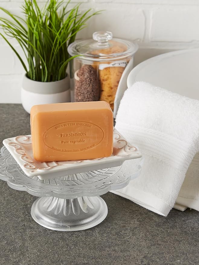 Pre de Provence Artisanal Soap Bar, Enriched with Organic Shea Butter, Natural French Skincare, Quad Milled for Rich Smooth Lather, 8.8 Ounce, Persimmon