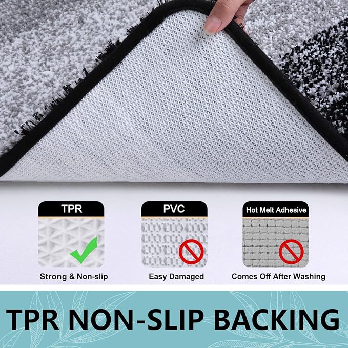 Arotive Microfiber Bathroom Rugs, Shaggy Soft and Absorbent Bath Rug, Thick Plush Machine Washable Dry Bath Mats for Bathroom, Tub and Shower, 36x24, Black, Rectangular