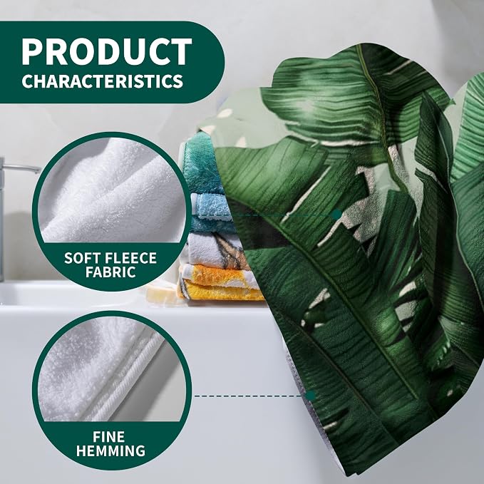 Botanical Leaf Microfiber Bath Towels Oversized Soft Microfiber Bath Sheet for Bathroom Shower