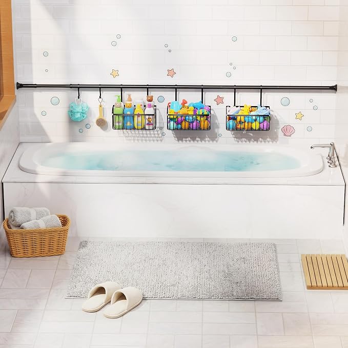 Bath Toy Storage, Quick Dry Bathtub Toys Organizer, 3 Pack Metal Bath Tub Toy Basket, Shower Caddy for Bathroom