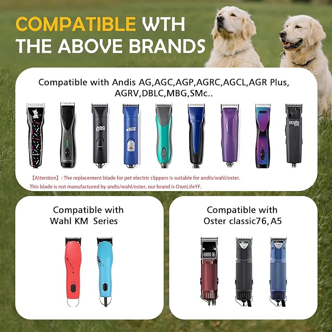 50# 0.2mm 1/125” Blade, Pet Grooming Clipper Replacement Blades Compatible with andis/wahl/Oster Dog A Series Clippers, Detachable, Size 50, Stainless Steel, Extremely Short in Length (S50)
