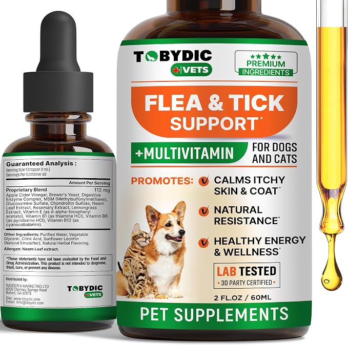 Flea & Tick Prevention Support - Oral Flea Natural Control & Treatment for Dogs and Cats - Herbal Medicine for Small and Large Dogs with Multivitamin Pet Supplement