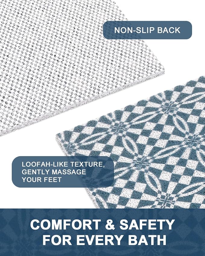Shower Mat Non Slip - Quick Drying Anti Slip Shower Mats for Inside Shower, Soft PVC Loofah Foot Scrubber Mat, Extra Large Bath Mat for Shower, Tub, Bathroom, Floor, Kitchen, Home, Pool, Hotel