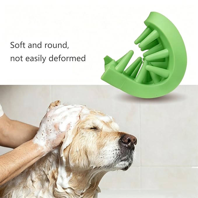 Pet Bath & Massage Brush,Pet Grooming Brush,Soft Rubber Scrubber for Brushing,Massaging,Bathing,Shampooing and Reducing Hairballs (Green, Style 1)