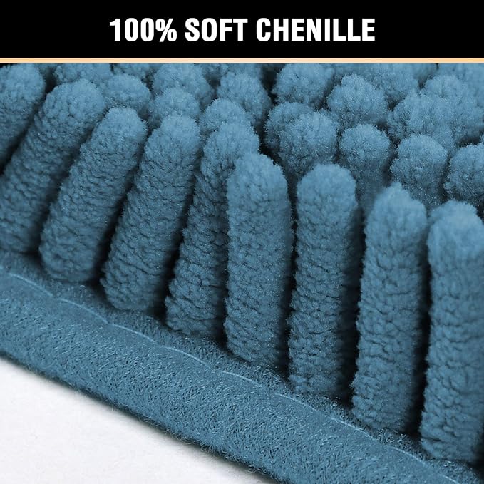 H.VERSAILTEX Microfiber Bath Rugs Chenille Floor Mat Ultra Soft Washable Bathroom Dry Fast Water Absorbent Bedroom Area Rugs, 24 x 42 - Inch, Dark Teal