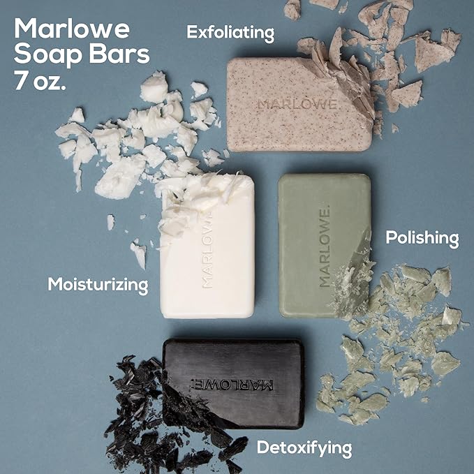 MARLOWE. Body Scrub Soap, Exfoliating Soap Bar, Sage + Fir, 7 oz (3 Bars) | Scrub Soap Bar that deeply cleanses and exfoliates while buffing away rough, dry skin. Original Sage + Fir scent.