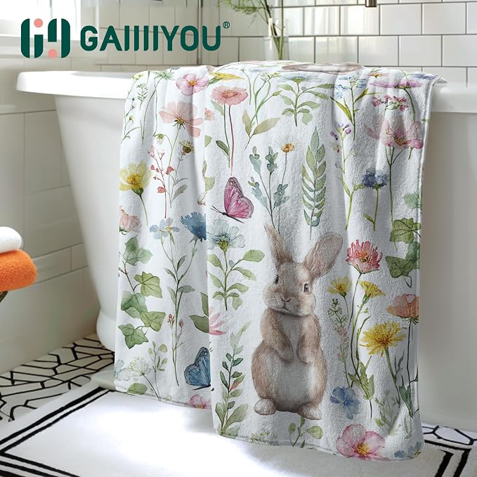 Easter Rabbit Pattern Bath Towels High Absorbent Coral Fleece Shower Towel for Bathroom Hotel