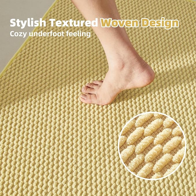 TYUU Large Bathroom Rugs Non Slip Washable Bath Rugs Super Absorbent Bathroom Rug Thin Quick Dry Low Pile Bath Mats, Yellow 36"x48"