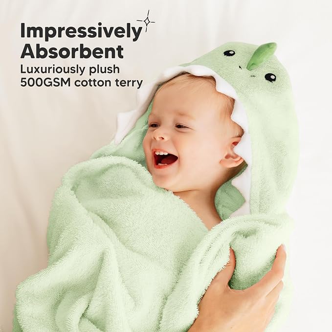 KeaBabies Organic Baby Towel with Hood for Girls, Boys, Soft (Draco) | Absorbent 100% Cotton Hooded Baby Towels for Newborns, Infants, Large Hooded Bath Towels for Babies, Kids, Toddler 1-3