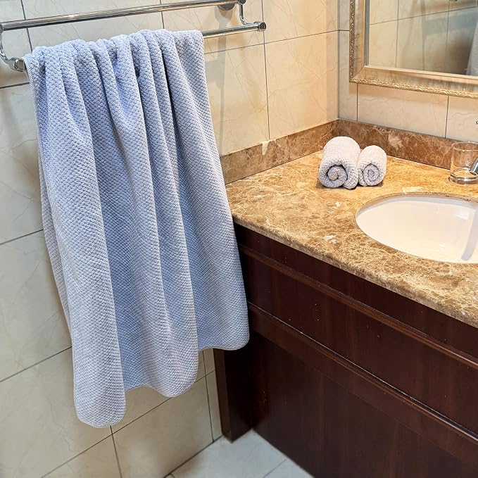 YTYC 39x78 Inch Oversized Bath Sheets Towels for Adults Luxury Bath Towels Extra Large Sets for Bathroom Super Soft Highly Absorbent Microfiber 80% Polyester (Silver Grey,2 Piece)
