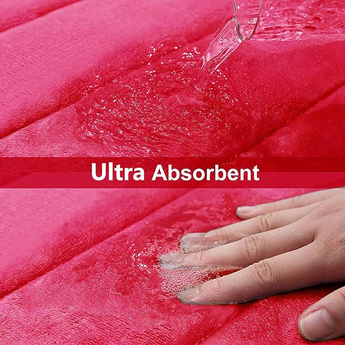Buganda Memory Foam Bath Mat, 35.4" x 24", Ultra Soft Bathroom Rugs, Water Absorbent and Machine Washable Bath Rug Runner for Bathroom, Shower, and Tub, Deep Pink