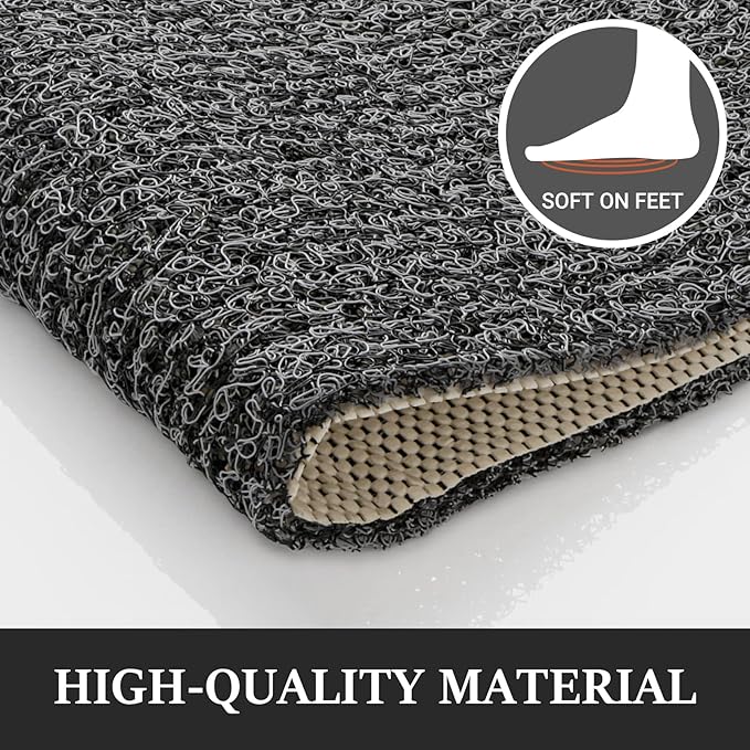 LuxStep Shower Mat Bathtub Mat,32x16 inch, Non-Slip Bath Mat with Drain, Quick Drying PVC Loofah Bathmat for Tub,Shower,Bathroom,Black