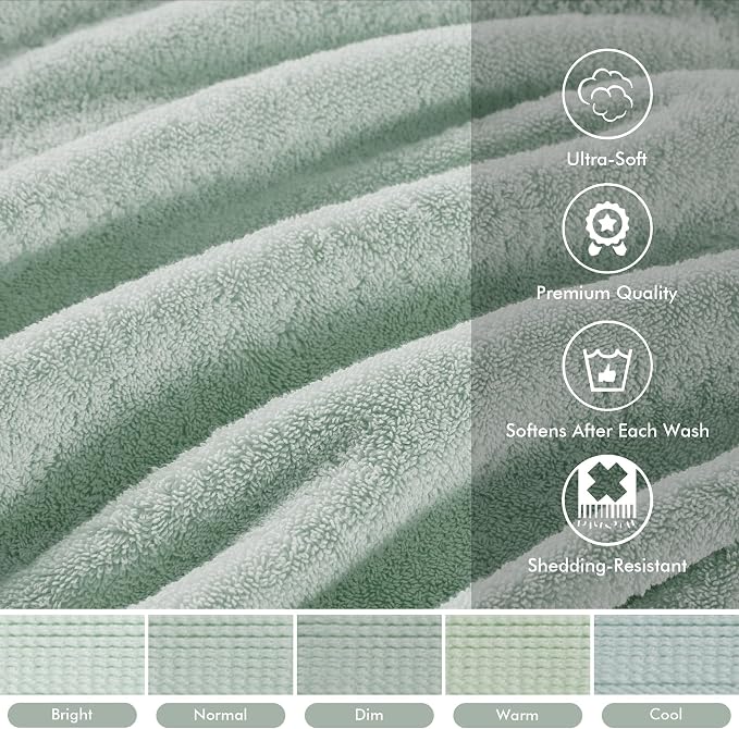 Madison Park 800GSM Bath Sheet Towel Oversized 34" x 68" 2 Pack 100% Cotton Bath Towel Set Highly Absorbent Hotel Spa Quality for Bathroom, Seafoam