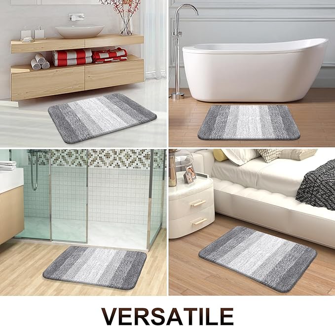 OLANLY Bathroom Runner Rugs Mat 59x20, Extra Soft Absorbent Microfiber Bath Rugs, Rubber Backing, Quick Dry, Washable Long Bath Mats for Bathroom, Tub and Shower, Home Decor Accessories, Light Grey