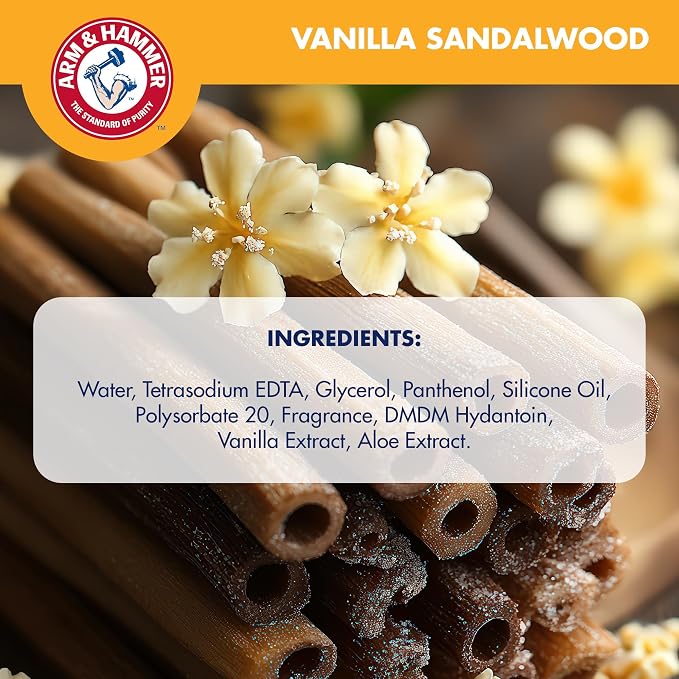 Arm & Hammer for Pets Dog Cologne and Fragrance Spray, Baking Soda, Vanilla Sandalwood Scent, Deodorizing Dog Perfume for Between-Bath Freshening, Paraben Free, 6 Fl Oz