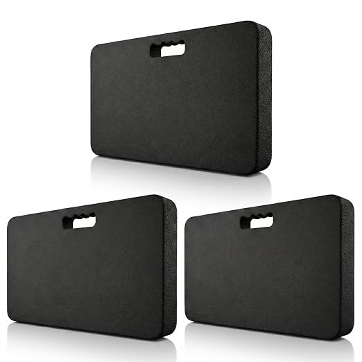 Gardzen 3 Pack Extra Thick Kneeling Pad for Gardening Work, 1.5 Inch Soft NBR Foam Knee Cushion Bathing Baby, Large Smooth Kneeler Mat Yoga Exercise, 18x11, Black