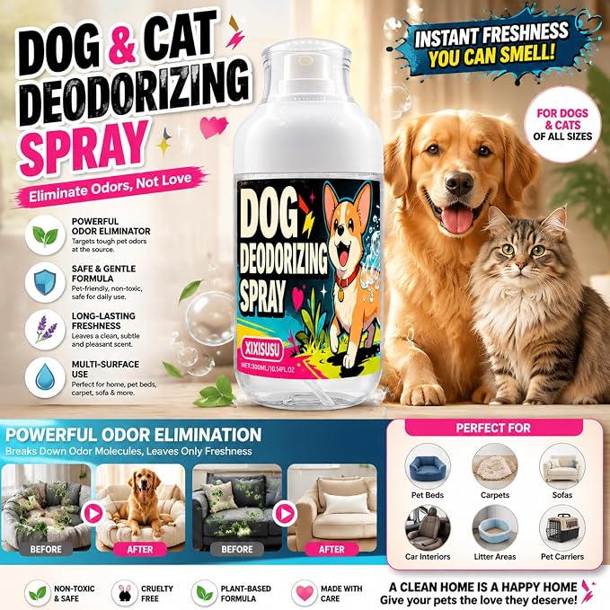 Dog Deodorizing Spray & pet perfume for Smelly Dogs - Instant Relief from Strong Pet Odors with Fresh & Pleasant Scent, 150ml