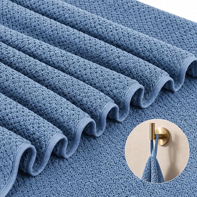MaopaoBeauty Bath Towels for Bathroom Towel Set Shower Towels Bath Towels Set of 4 (1 Bath Towel, 1 Hair Towel, 1 Hand Towel, 1 Washcloth),Soft and Absorbent (Blue)
