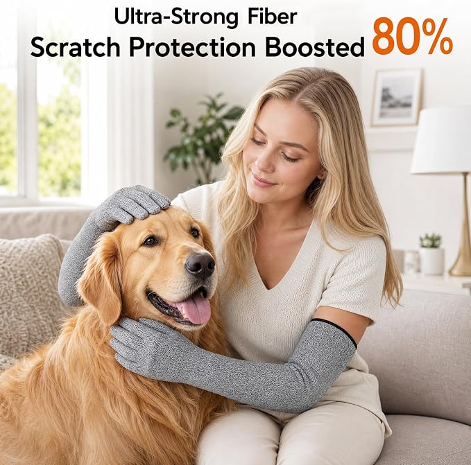 Cat Gloves Bite Proof, Animal Handling Gloves, 15.7” Anti Resistant Scratch Protection Guantes for Bathing Pet Grooming