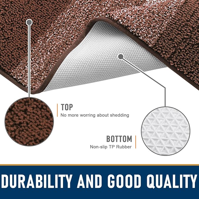 Smiry Dog Door Mat for Muddy Paws, Absorbs Moisture and Dirt, Low-Profile Entryway Mat with Non-Slip Backing, Entry Indoor Outdoor Doormat for Inside Floor (71x47 Inches, Brown, Striped)