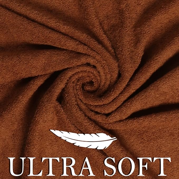 Bath Towels Set-100% Cotton-2 Bath Towel, 2 Hand Towels & 2 Washcloths- Large, Quick Dry, Absorbent, Plush, Soft-Home, Spa, Hotel, Pool, Shower Towel - 6 Piece Luxury Bathroom Towel - Brown