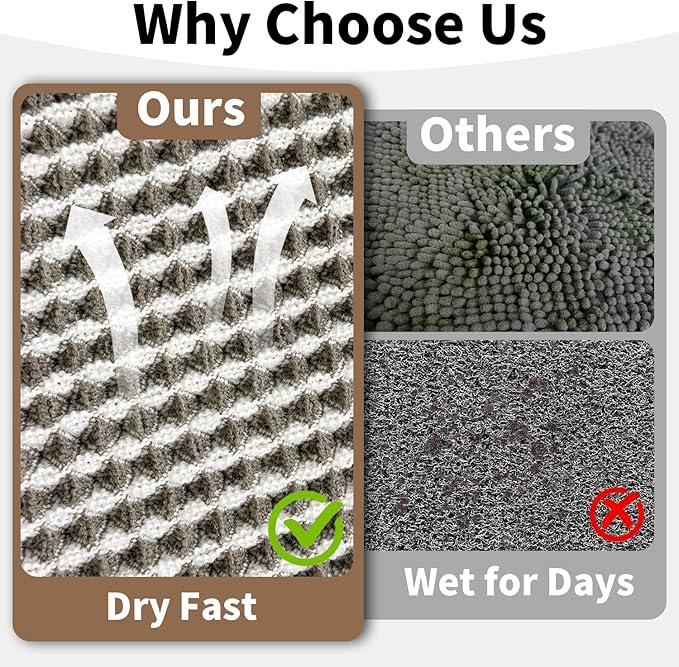 Waffle Bath Mat - Boho Bathroom Rugs Non Slip Washable, Super Absorbent & Quick Dry, Soft Bath Mat Farmhouse Bathroom Decor, 24'' x 36'', Olive Green and White