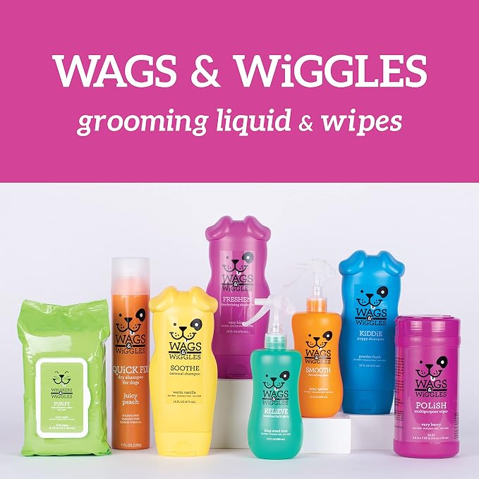 Wags and Wiggles Freshen Deodorizing Wipes for Dogs, Fresh Strawberry Scent - Dog Wipes that Eliminate Odors Between Baths, Easy at-Home Grooming, Dogs and Puppies, 100 Count (Pack of 2)