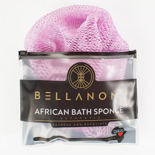 BELLANOMI African Exfoliating Net Sponge, Authentic, Ethically sourced from Nigeria, 45 inches Long, Back Scrubber for Daily use (Lilac)