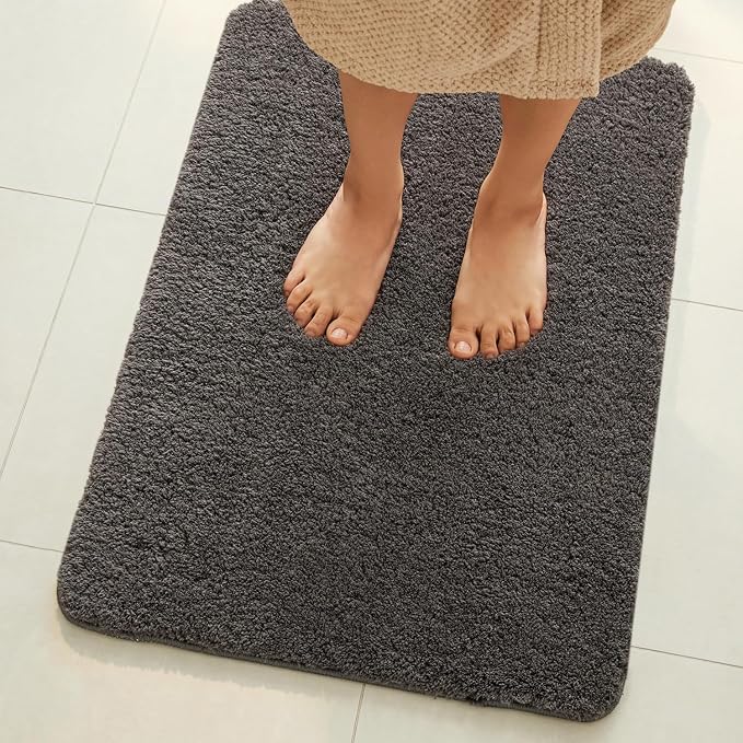 TYUU Dark Grey Bathroom Runner Rugs, Ultra Soft Long Bath Mat Machine Washable Super Absorbent Quick Dry Bathroom Runner Rug 16 x 60 Non Slip, Dark Grey 16" x 60"