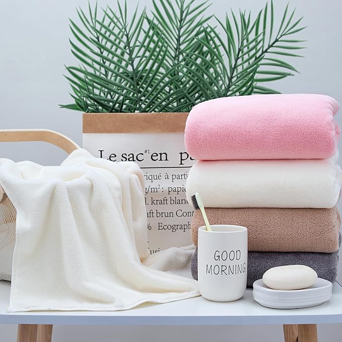 Lumimi Towel Set of 8 Very Soft Microfiber 4 Bath and 4 Hand Towels Quick Dry Light Weight for Bathroom Gym Salon, 8 Pack Multicolour A
