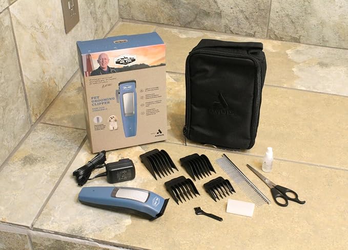 Andis Dr. Pol Easy Clip Cordless II Clipper Kit, Lightweight, Powerful Lithium-Ion, Universal Grooming on Light to Medium Coats with Adjustable Titanium-Coated Blade, Blue, 561125
