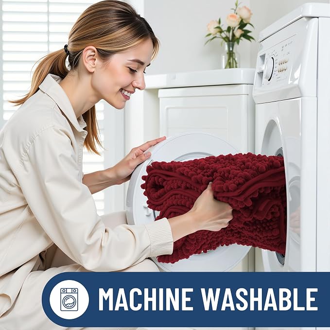 Smiry Bathroom Rugs Mat 40x32, Extra Soft Absorbent Chenille Bath Rugs, Non Slip Rubber Backing Machine Washable Quick Dry Bath Mats for Bathroom Floor, Tub, Shower, Home Decor Accessories, Red
