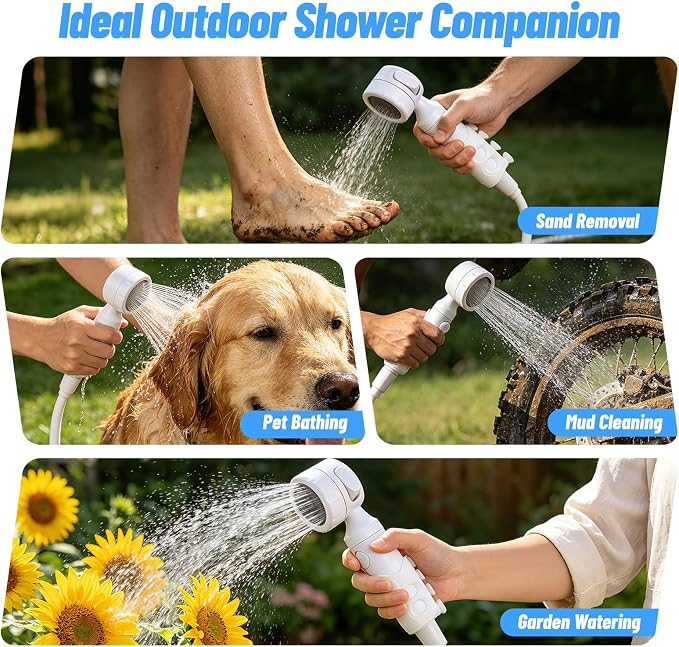 Portable Rechargeable Camping Shower Pump | 4000mAh Battery, Outdoor Shower Head Sprayer, For Camping, Hiking, Travel,car washing, pet cleaning
