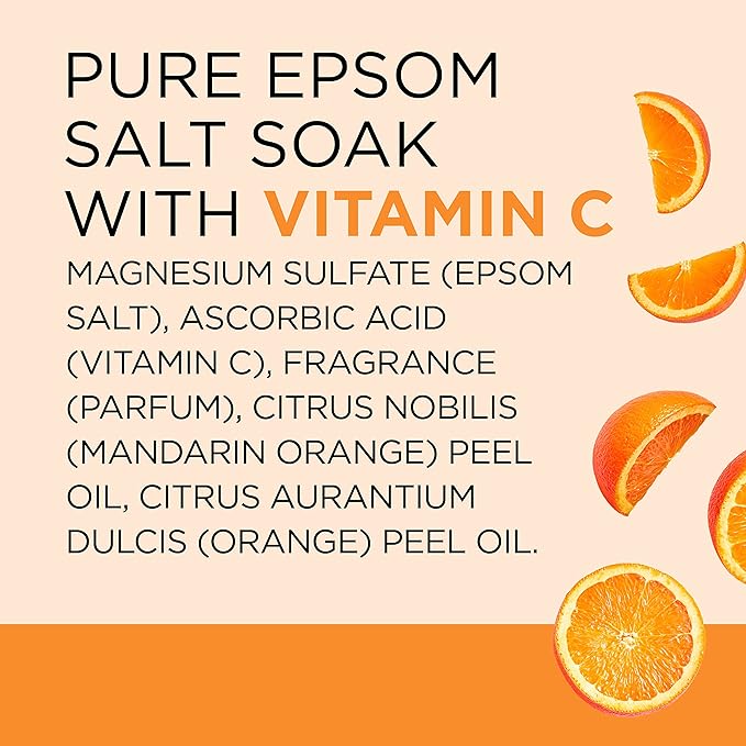 Dr Teal's Pure Epsom Magnesium Salt Soak, Glow & Radiance with Vitamin C & Citrus Essential Oils, 3 lbs
