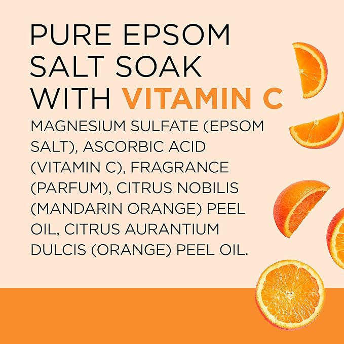 Dr Teal's Epsom Salt Magnesium Soak, Glow & Radiance with Vitamin C & Citrus Essential Oils, 3 lbs (Pack of 4)