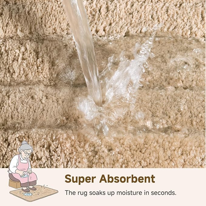 GRANNY SAYS Bathroom Rugs Non Slip, 24" x 36", Bath Rugs for Bathroom Washable, Bath Mats for Bath Floor, Microfiber Bath Mat for Tub, Absorbent Bath Rugs for Bath, Khaki
