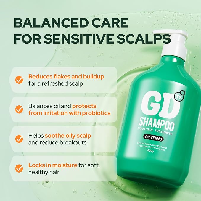 TS GD Teen Shampoo for Itchy, Flaky, Dry, Sensitive Scalp, Sulfate and Silicone Free Gentle Scalp Cleanser for Build Up and Odor Care, Korean Hair Care 28.2 fl oz, 800ml
