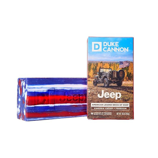 Duke Cannon Supply Co. American Legend Jeep Bar Soap for Men, Virginia Cedar Scent, Triple Milled, 10 oz, Long Lasting, Natural Oils, Supports U.S. Veterans