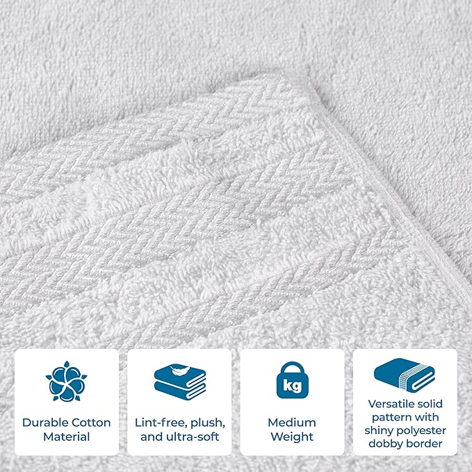 Superior Cotton Bath Sheet Set, Oversized Large Plush Soft Absorbent Body Towel, Shower, Spa, Hotel, Pool, Bath Basics, Home Essentials, Luxury, Fluffy, Quick Dry, Hays Collection, Set of 2, White