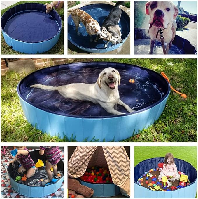 Jasonwell Foldable Dog Pool Collapsible Hard Plastic Dog Swimming Pool Portable Kiddie Pool Pet Pool Doggie Wading Pool Bath Tub for Puppy Small Medium Large Dogs Cats and Kids 55"