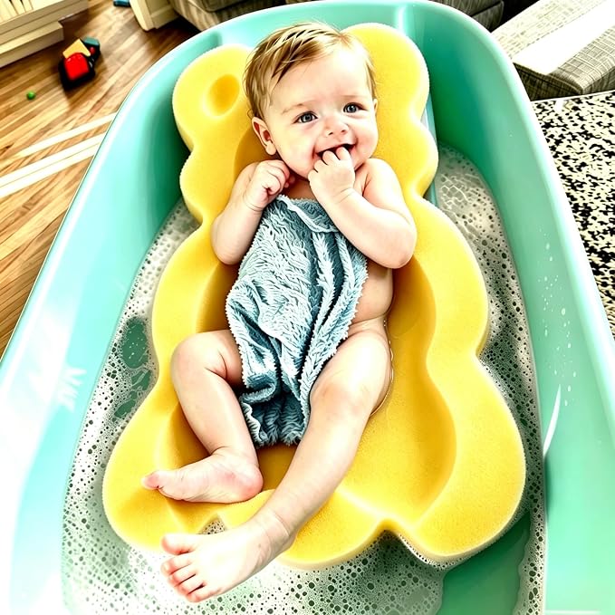 Baby Bath Cushion Infant Bath Mat, Pad & Sponge for Toddler, Infant & Newborn (Yellow-Style4)